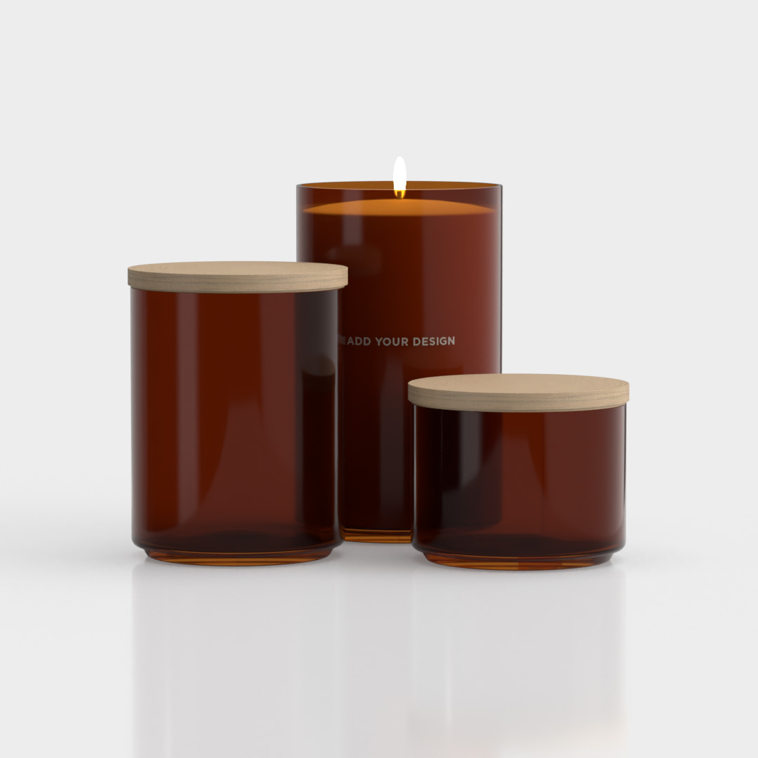 Download 3d Lidded Candle Glass Ceramic Jars Design Mock Up Small Medium Tall Creative Design Market