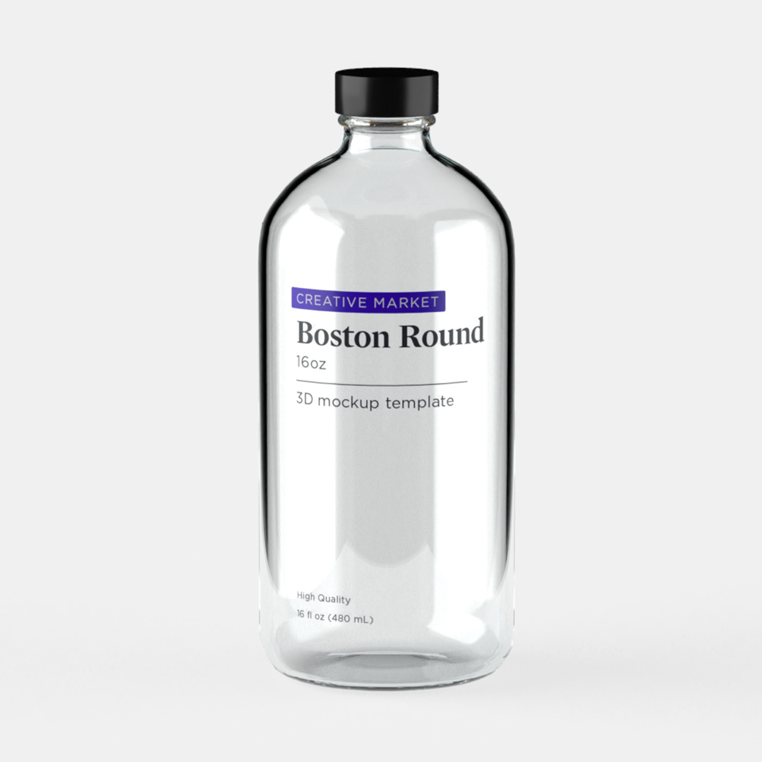16oz Frosted Boston Round Glass Bottle Company