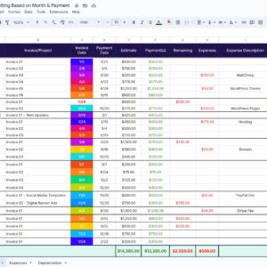 Business Records & Expenses Spreadsheet with Conditional Formatting Using Google Sheets